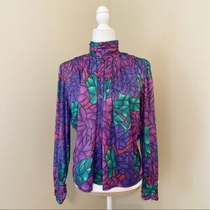 TESS Vintage Stained Glass High Neck Blouse - 8P